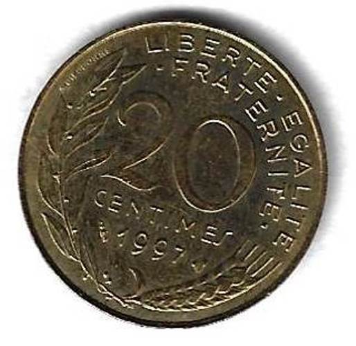 20 сантимов 1997 Франция