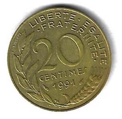 20 сантимов 1991 Франция