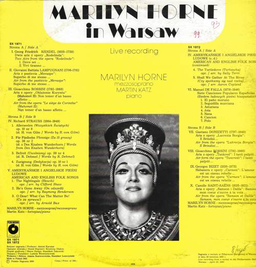 Marilyn Horne - In Warsaw (2 пластинки)
