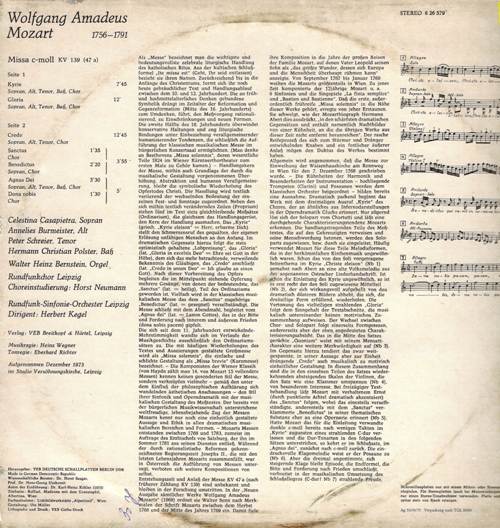 Mozart, Rundfunk-Sinfonie-Orchester Leipzig, Herbert Kegel - Missa C-Moll, KV 139 / Моцарт В.А. - Месса до минор, KV 139