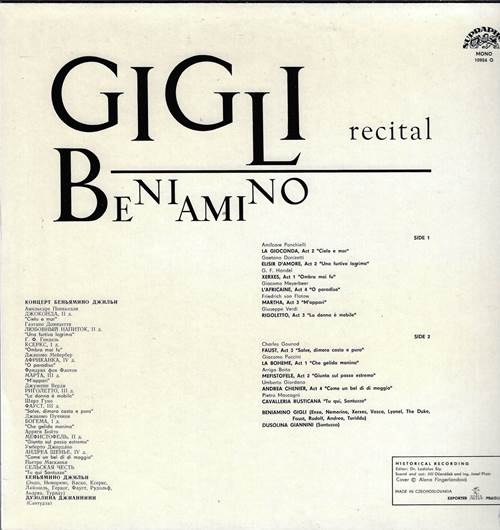 Beniamino Gigli - Recital / Беньямино Джильи – Концерт Беньямино Джильи