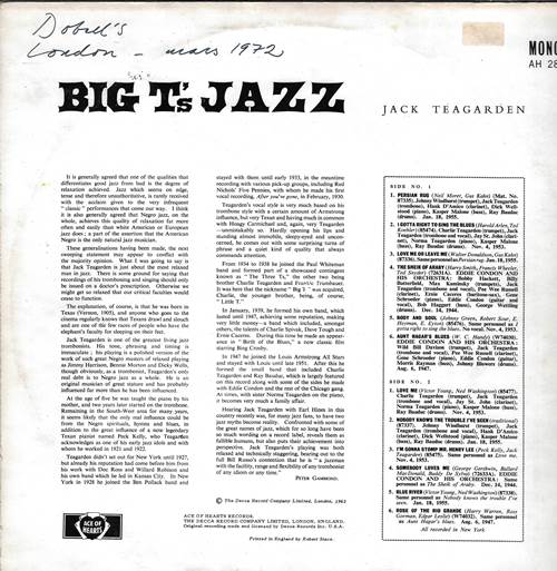 Jack Teagarden - Big T's Jazz / Джек Тигарден – Big T's Jazz