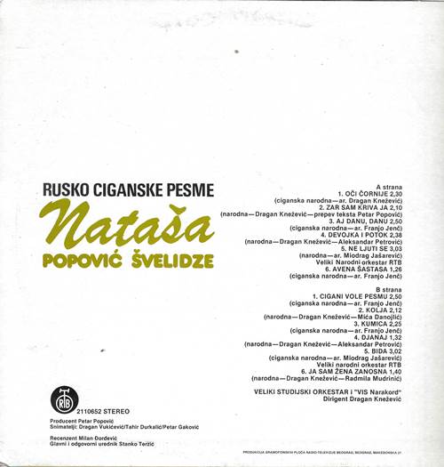 Nataša Popović Švelidze - Oči Čornie. Rusko Ciganske Pesme / Наташа Попович Швелидзе – Очи черные. Русско цыганские песни