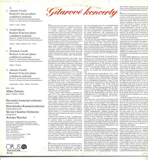 Vivaldi, Haydn, Carulli - Slovensky Komorny Orchester, Milan Zelenka, Bohdan Warchal – Gitarove Koncerty / Вивальди, Гайдн, Карулли – Концерты для гитары