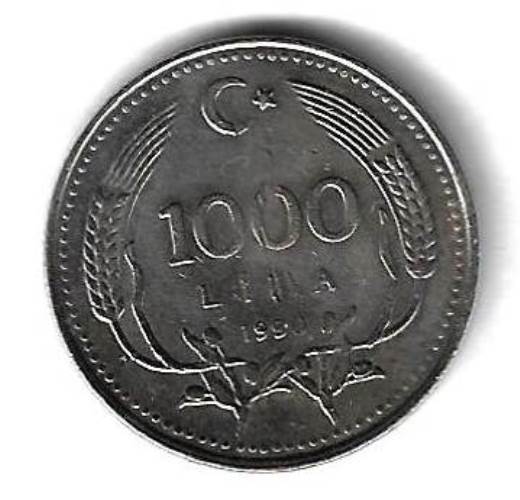 1000 лир 1990 Турция